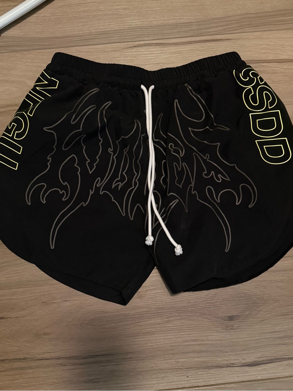 Darc Sport Black Athletic Shorts with Yellow Accent Logo
